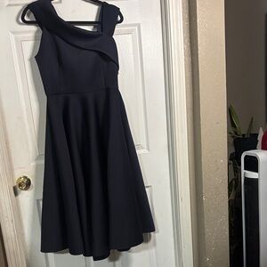 Chic One Shoulder Navy Dress